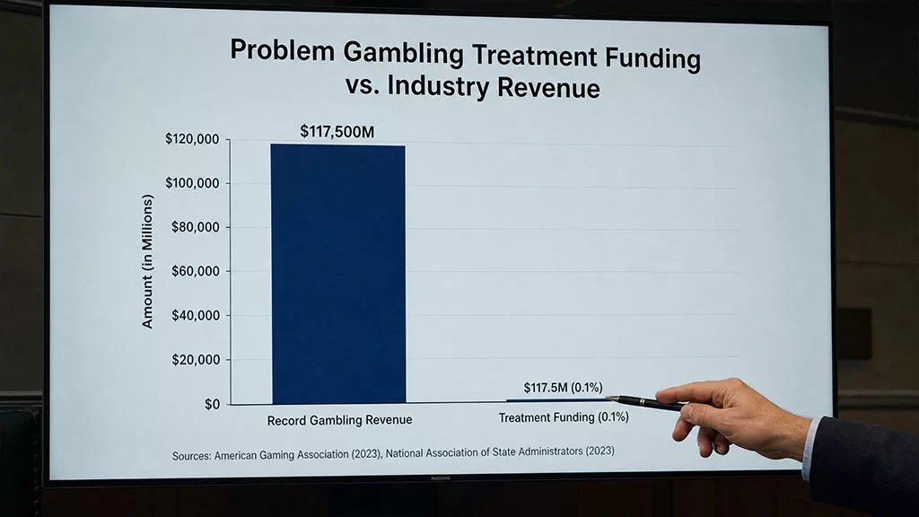 Problem gambling treatment funding gap chart